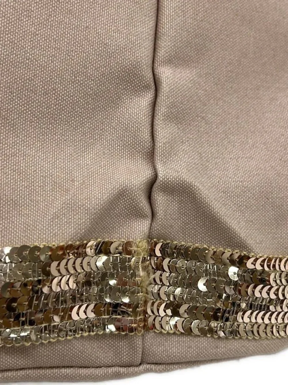vanessa bruno Beige Rose Gold Canvas Sequins Tote Bag